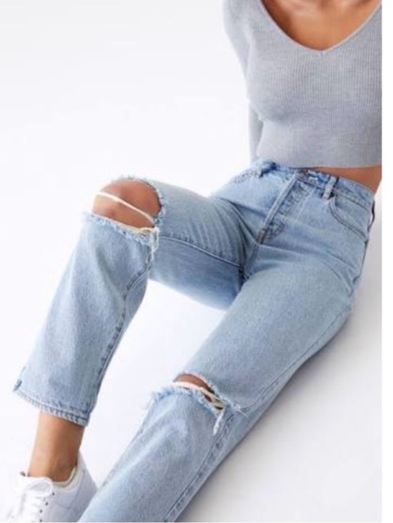 PacSun Denim - PacSun High Rise Straight Distressed Ripped Knees Cotton Jeans size 25